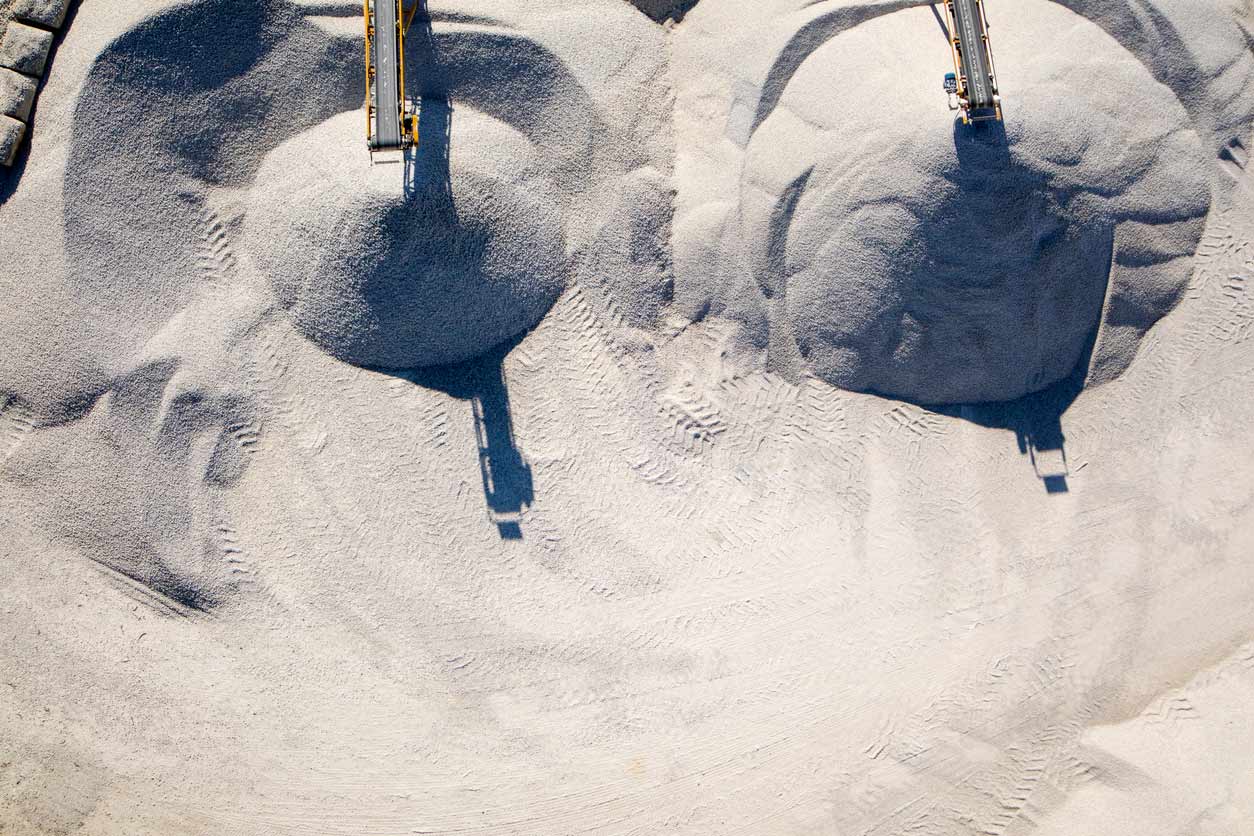 Sand stockpiles